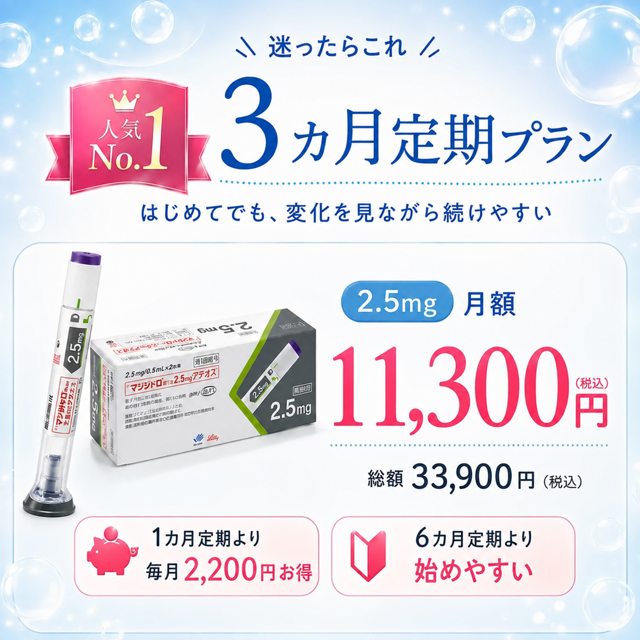 【8月より新料金】GLP-1メディカルダイエット注射（送料・診察料0円）